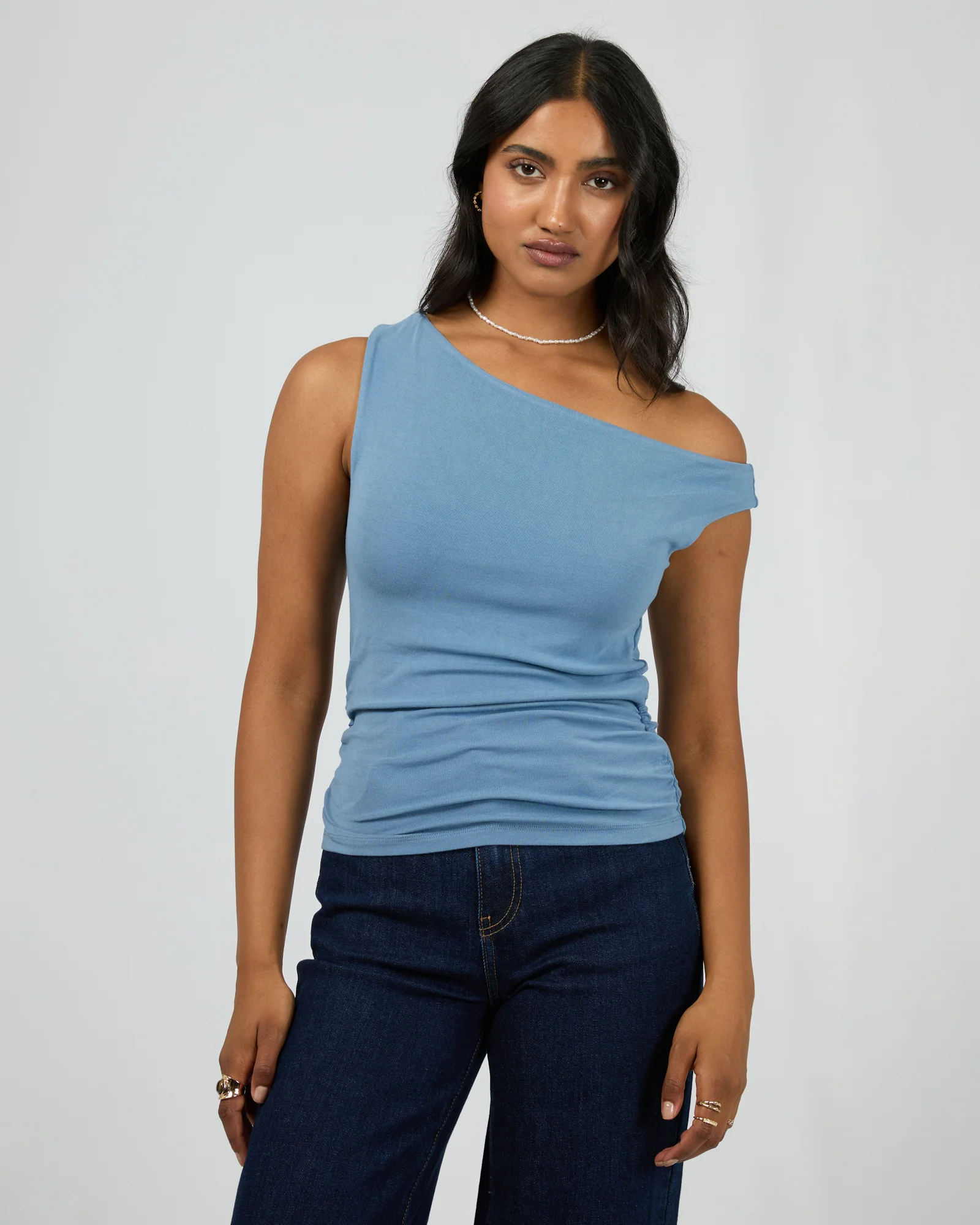 Kylie Off Shoulder Top Blue