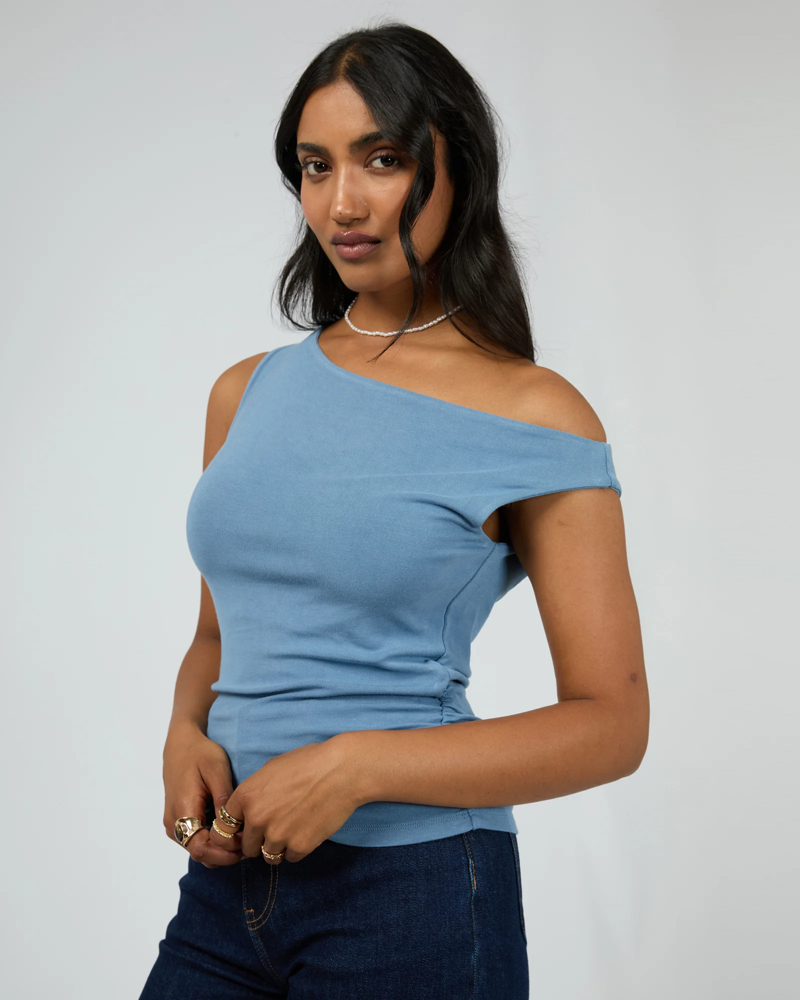 Kylie Off Shoulder Top Blue - Image 4