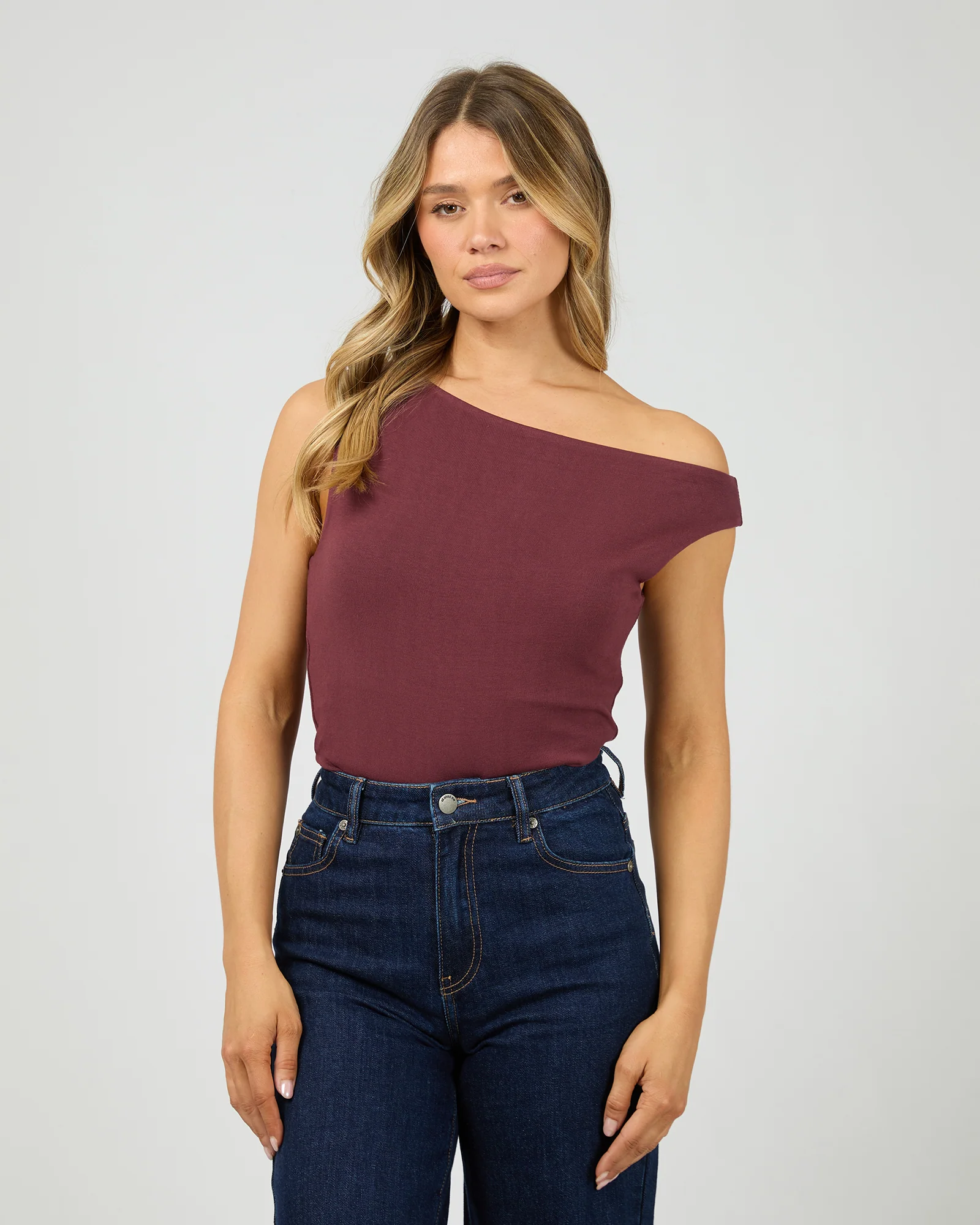 Kylie Off Shoulder Top Burgundy