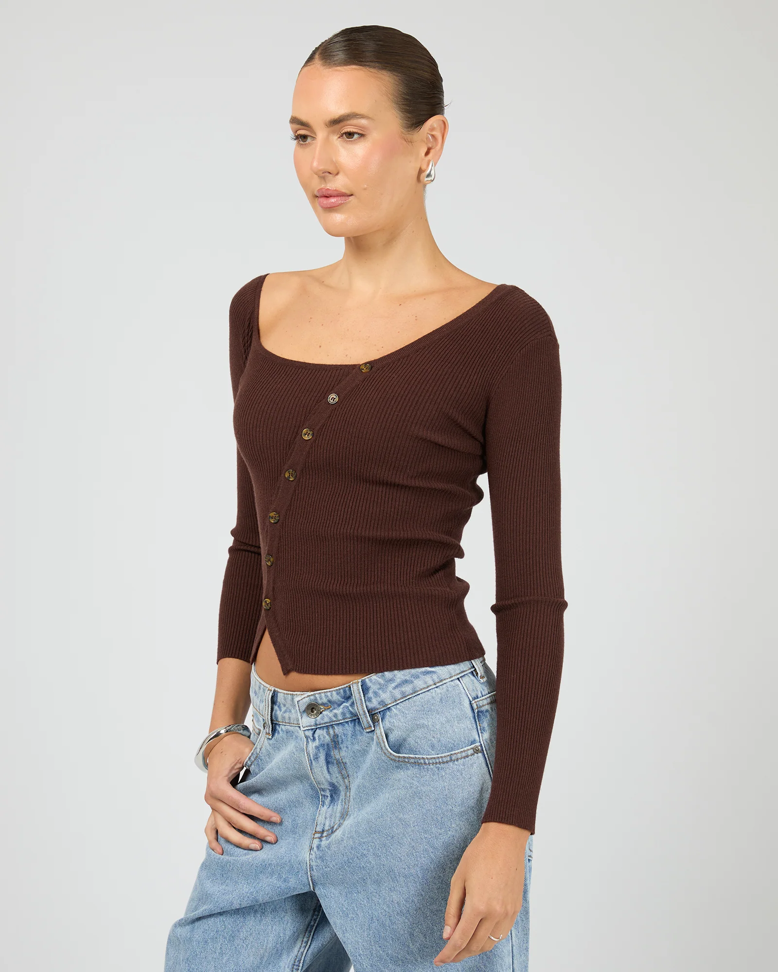 Layla Knit Cardigan Mahogany - Image 4