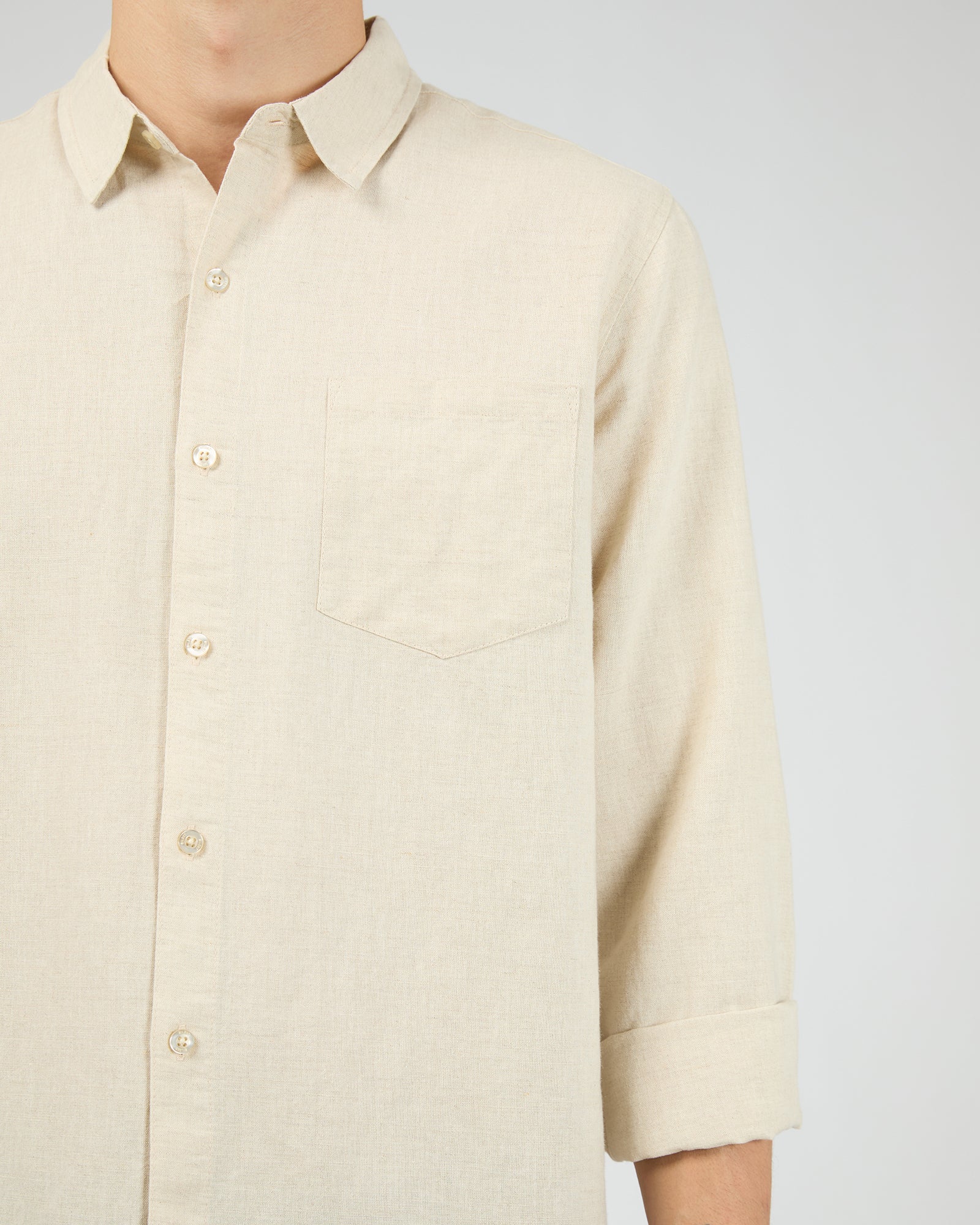 Linen Long Sleeve Shirt II Natural - Image 5