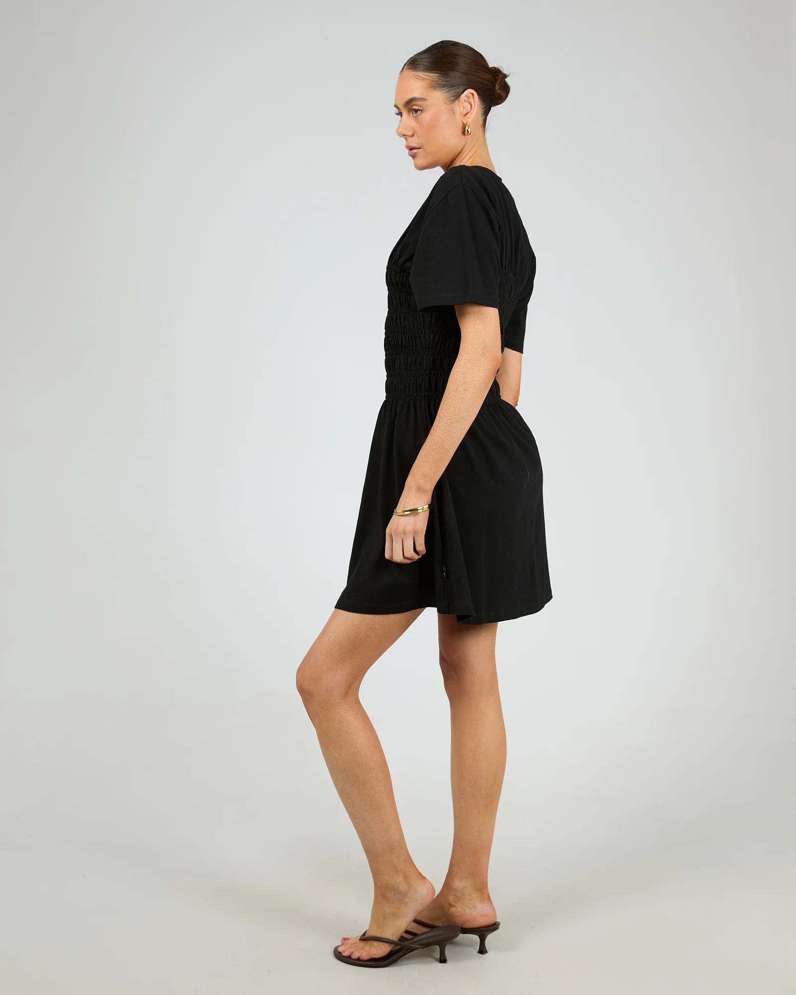 Lipa Ruched Mini Dress Black - Image 6