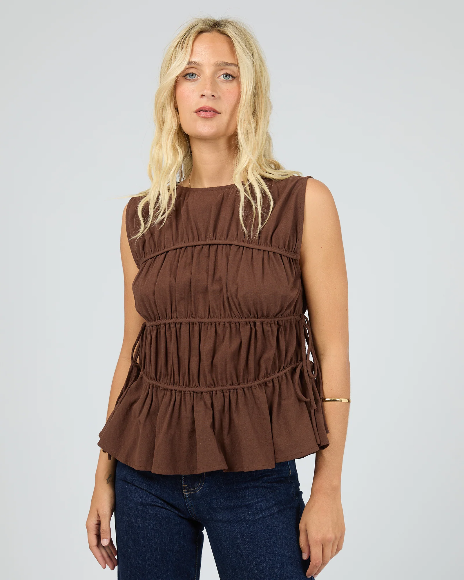 Lou Lou Tie Top Brown - Image 2