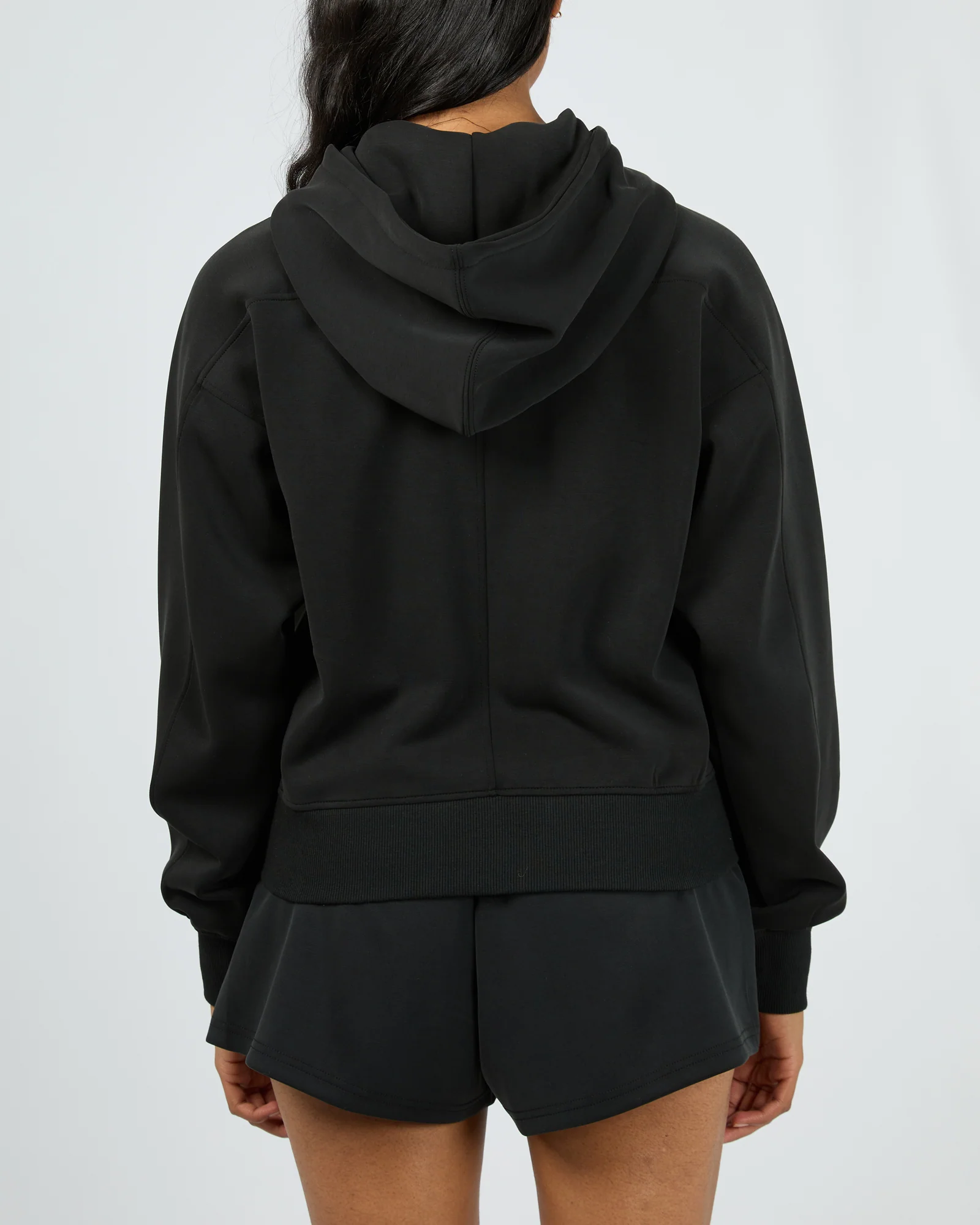 Luxe Active Crop Hoodie Black - Image 3