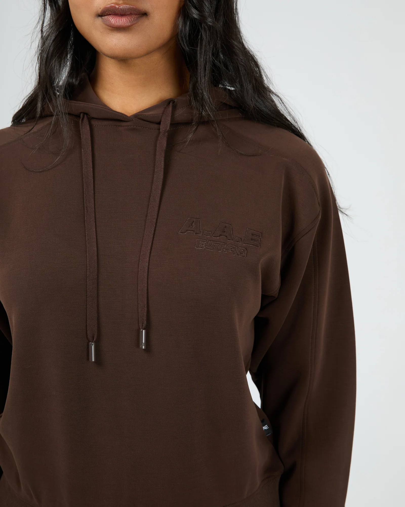 Luxe Active Crop Hoodie Brown - Image 5