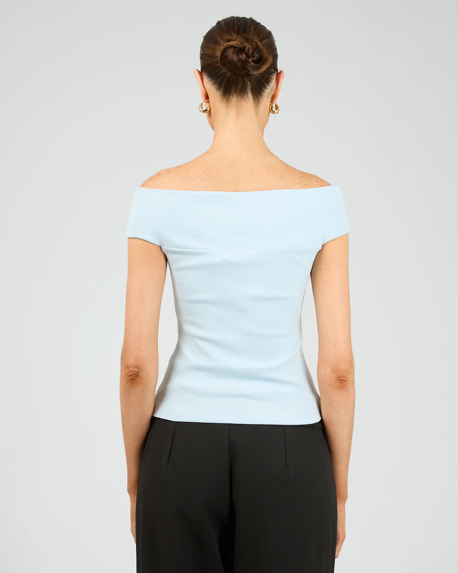 Luxe Knot Off The Shoulder Top Blue - Image 3
