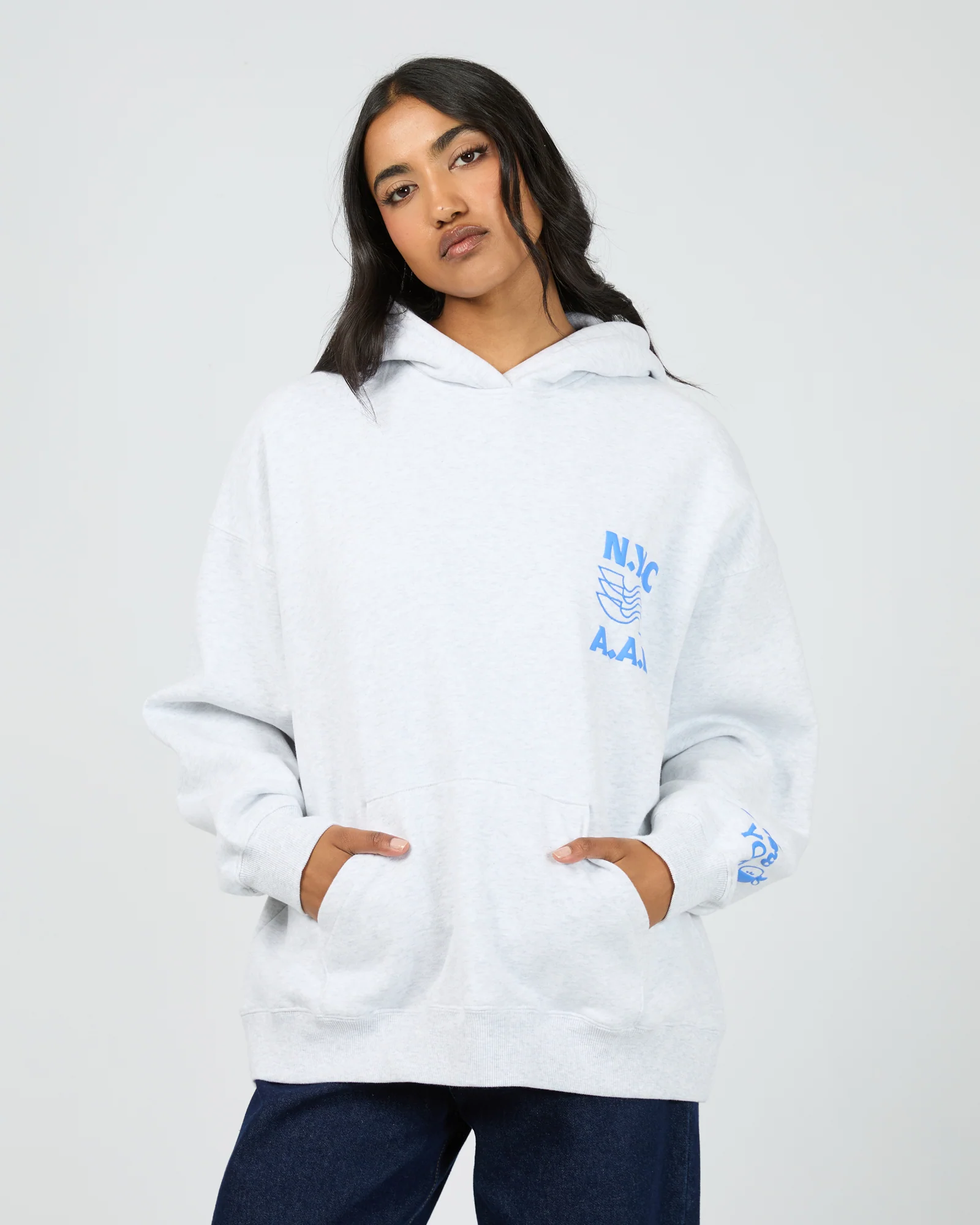 Manhattan 06 Relaxed Hoodie Snow Marle - Image 3