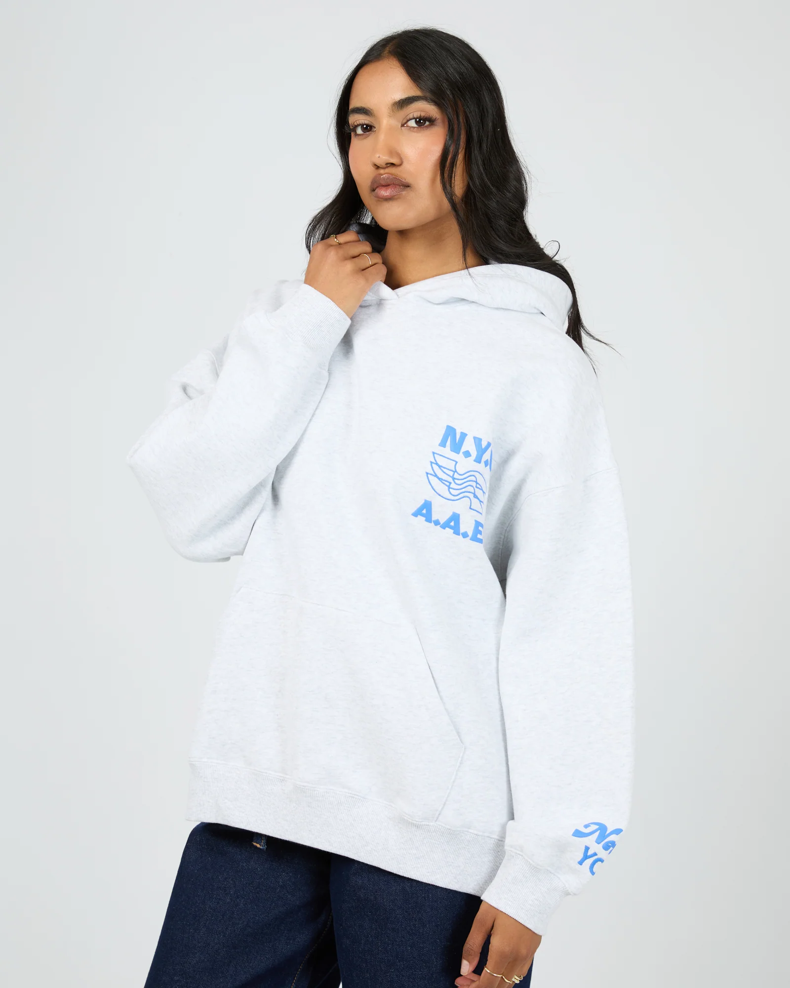 Manhattan 06 Relaxed Hoodie Snow Marle - Image 4