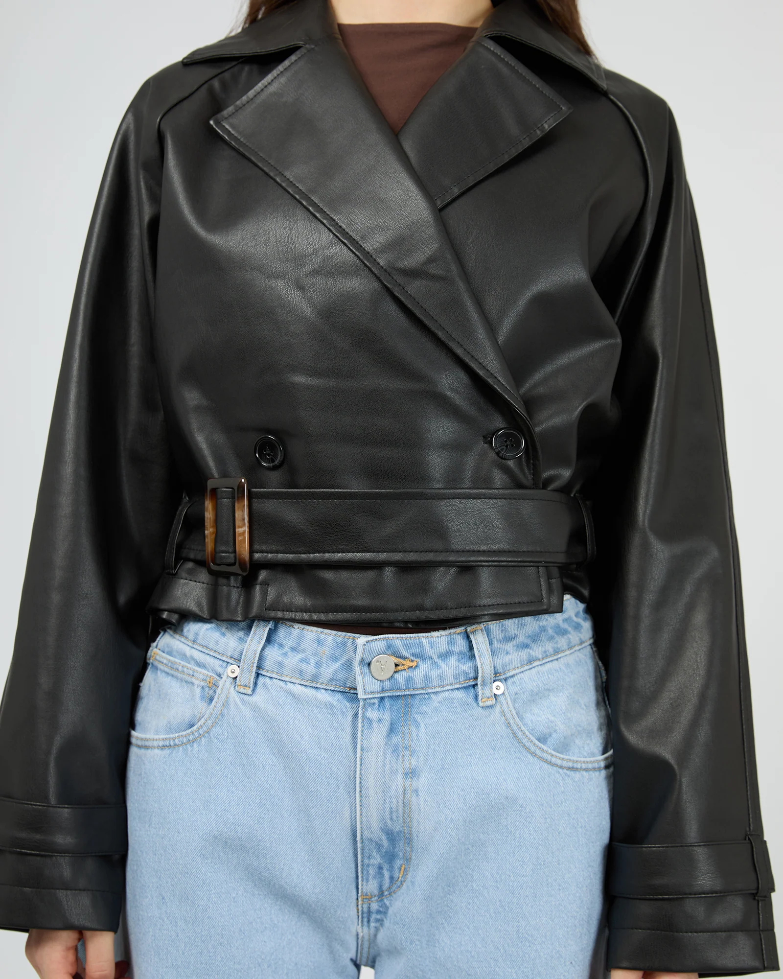 Margo Crop Trench Coat Black - Image 5