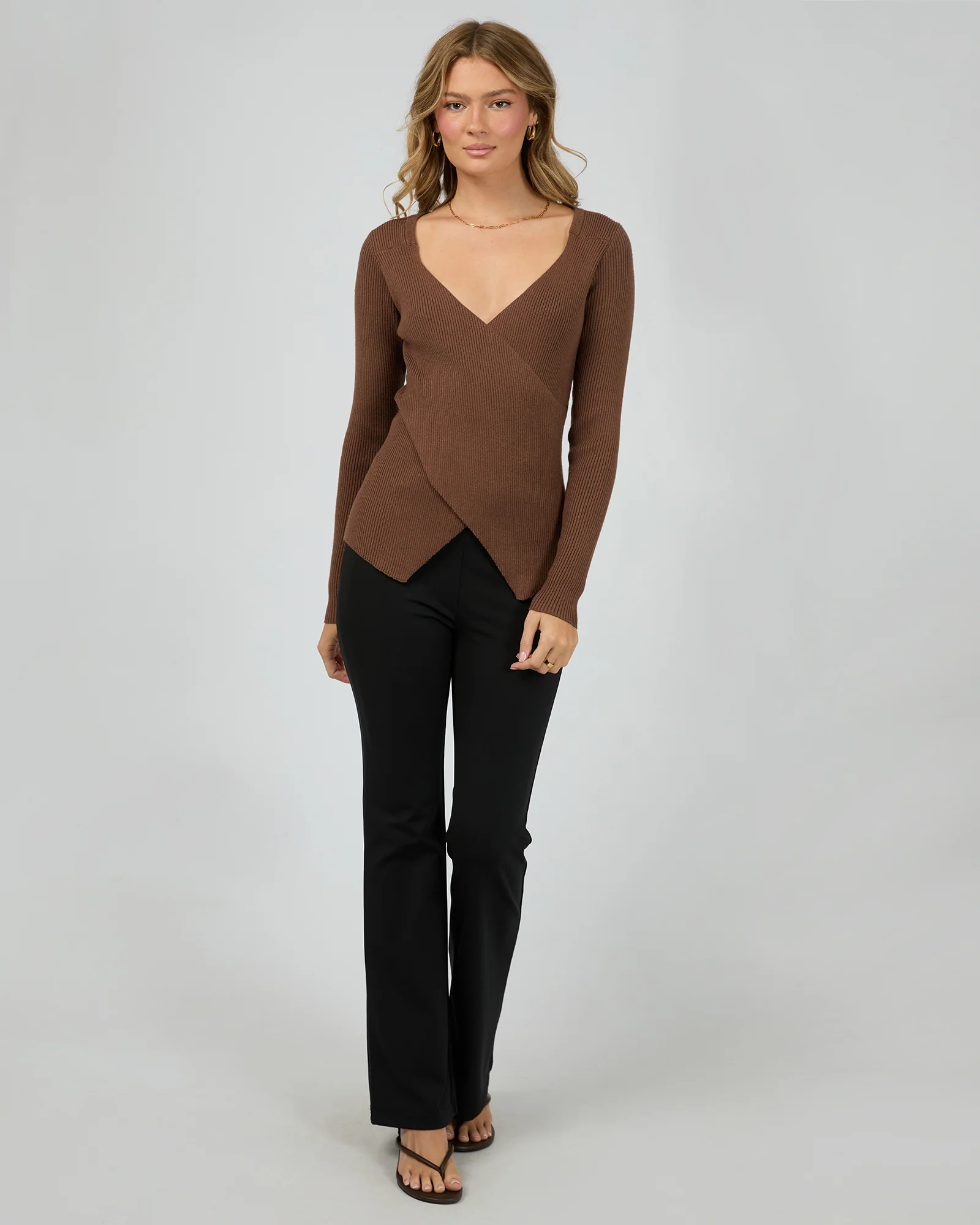 Micha Knit Top Brown - Image 2