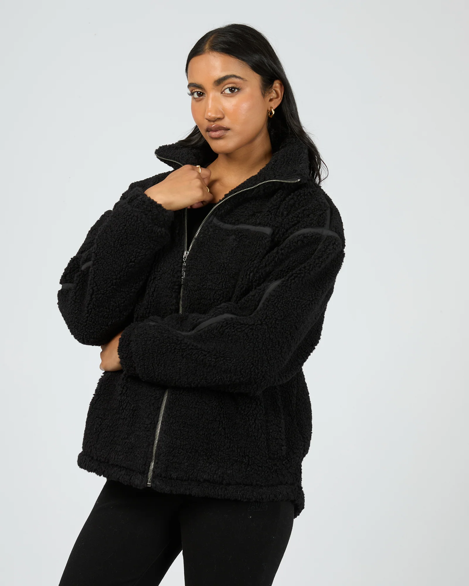Newport Zip Thru Teddy Black - Image 4