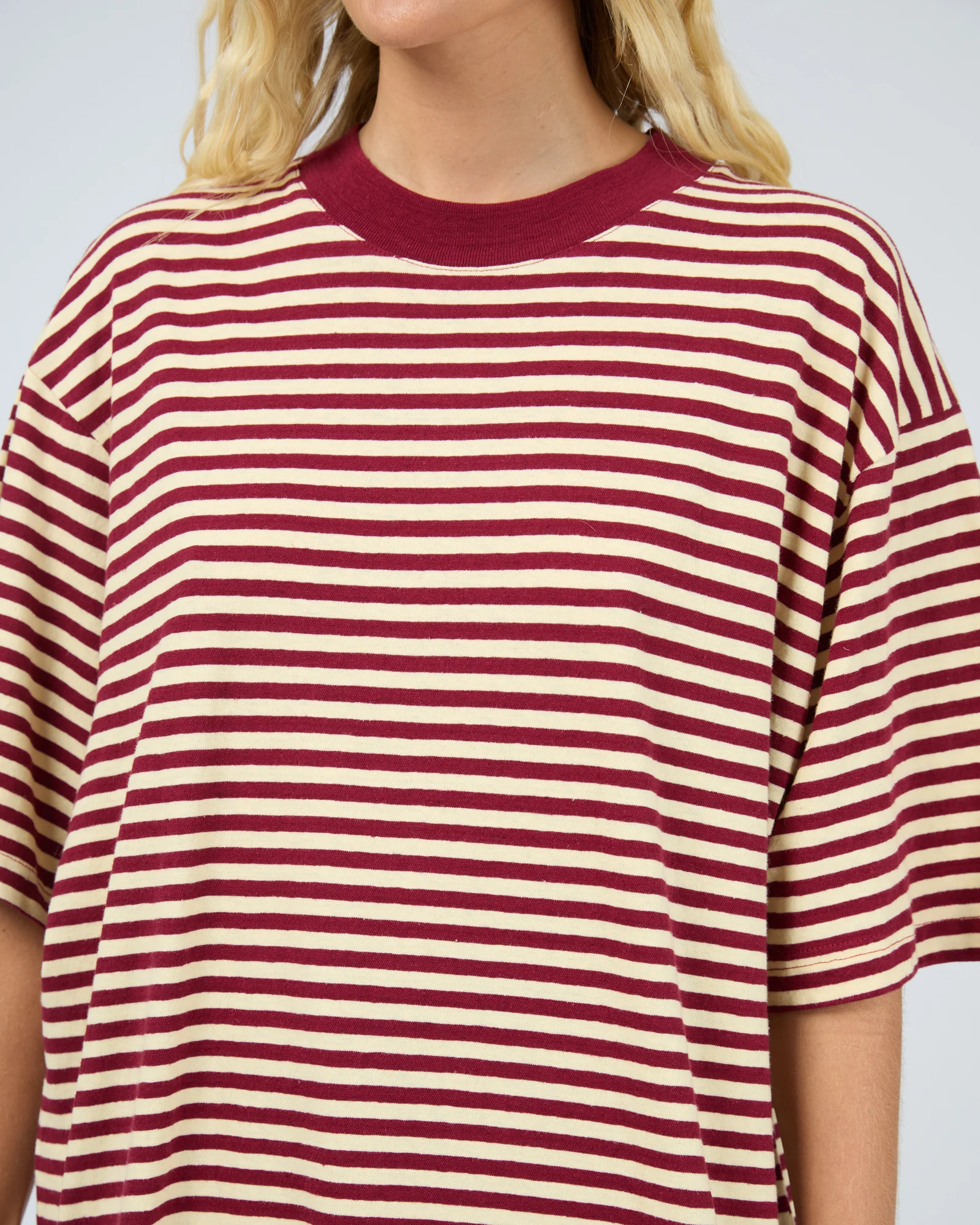 Paloma Oversized Stripe Tee Wine - Image 5