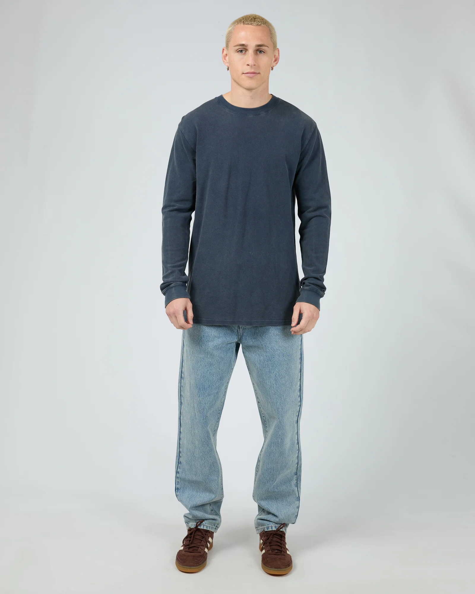 Pique Long Sleeve Navy - Image 2