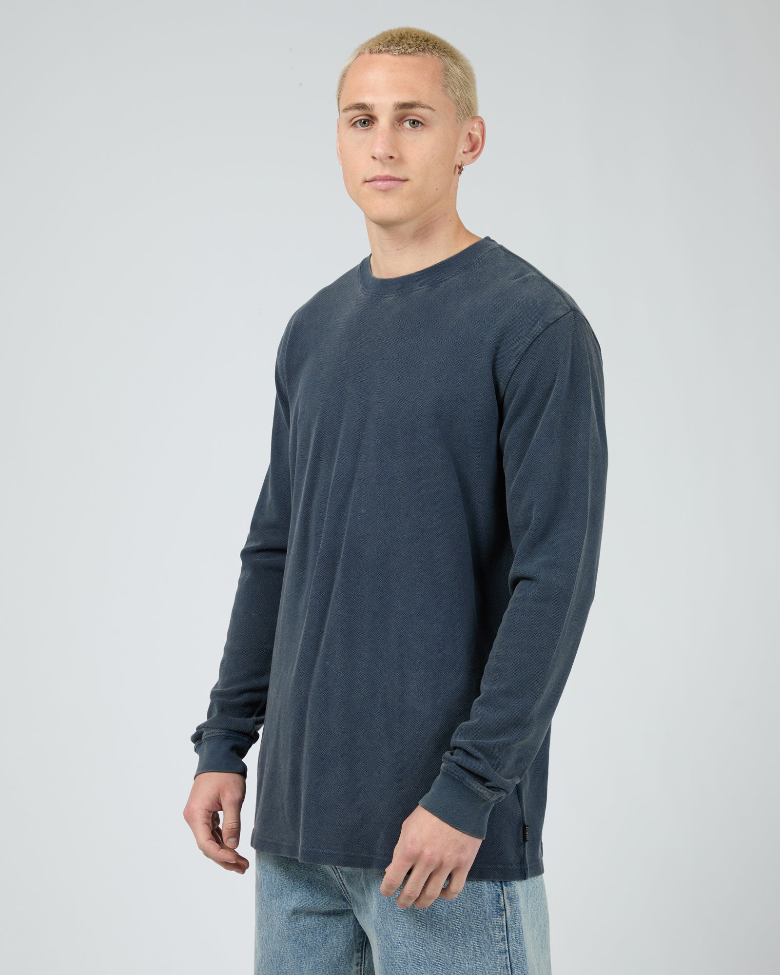 Pique Long Sleeve Navy - Image 4