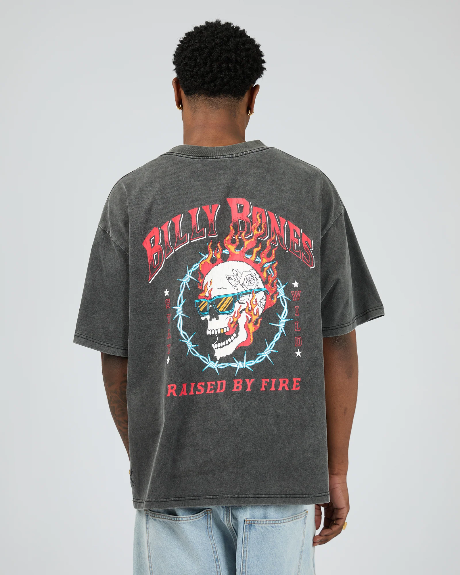 Raised By Fire Tee Washed Black - Image 2