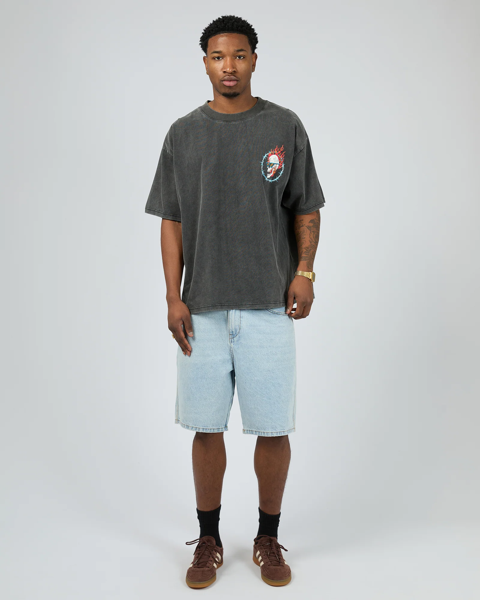 Raised By Fire Tee Washed Black - Image 3