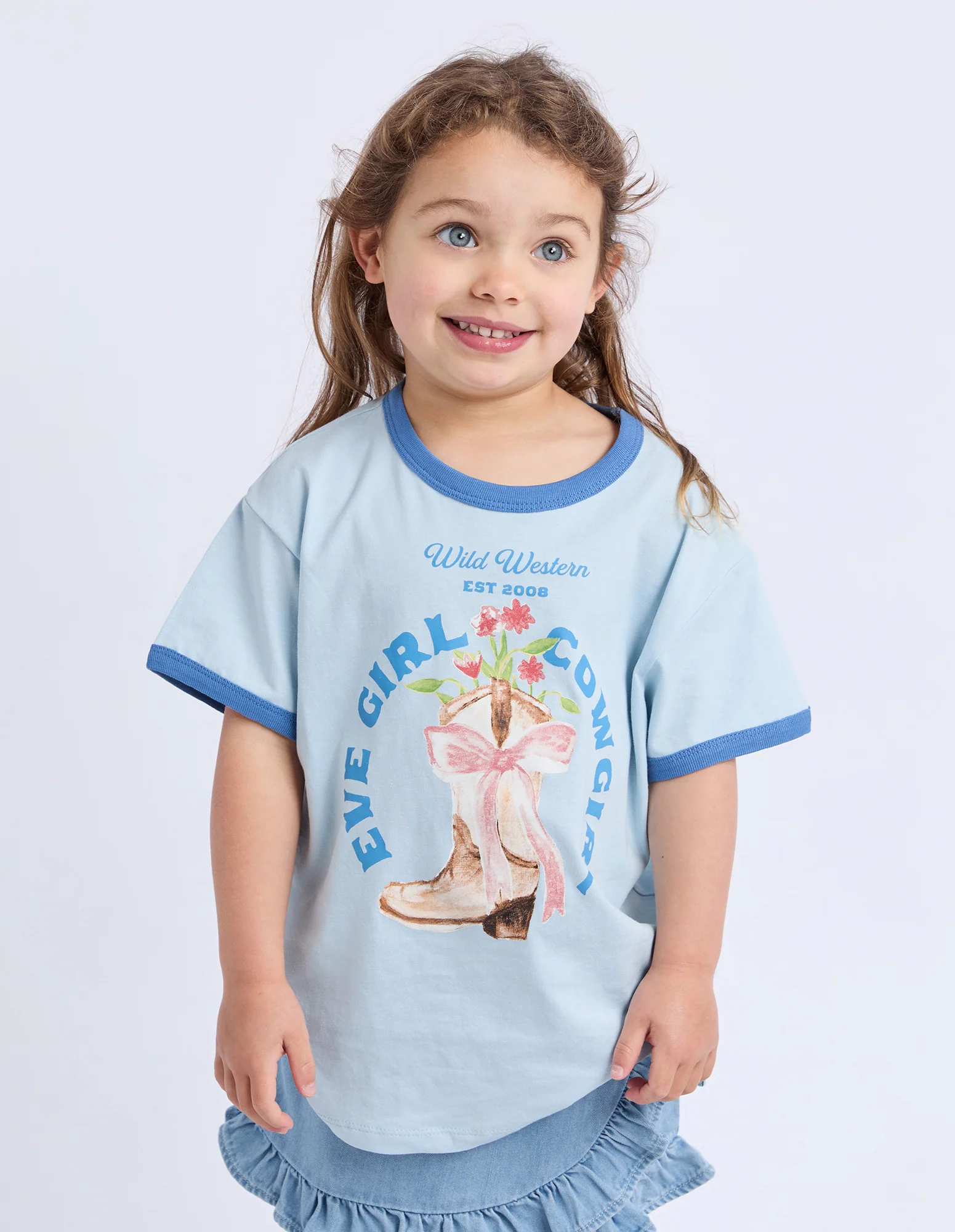 Kids Rodeo Ringer Tee Light Blue - Image 3