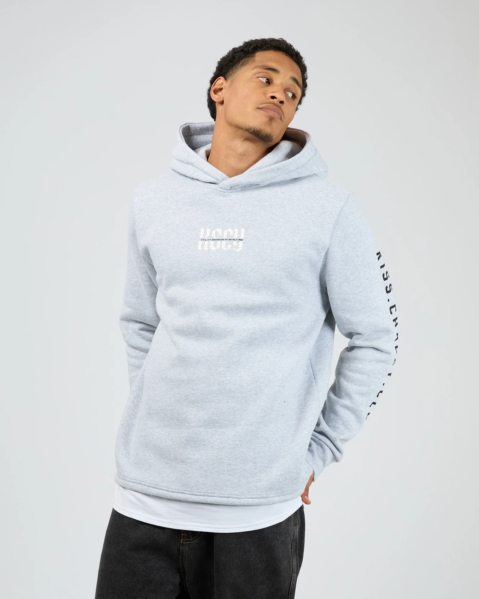Sharp Layered Hoodie Grey Marle