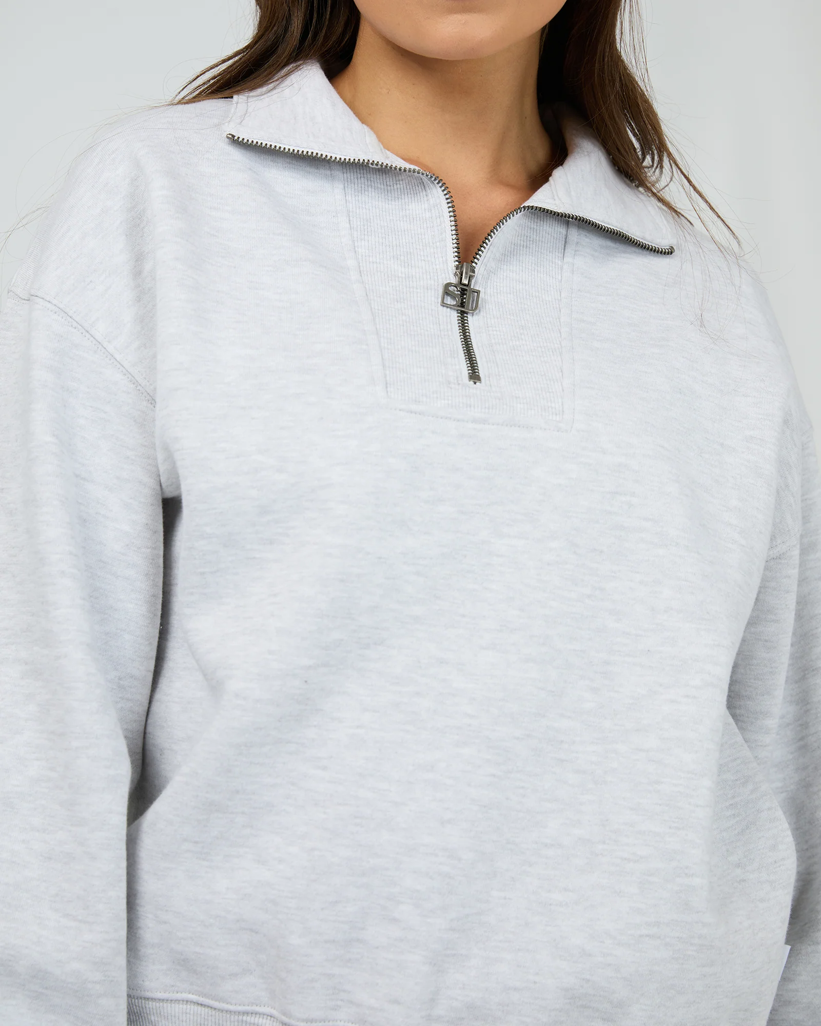 Silent Luxe 1/4 Zip Crew Snow Marle - Image 5
