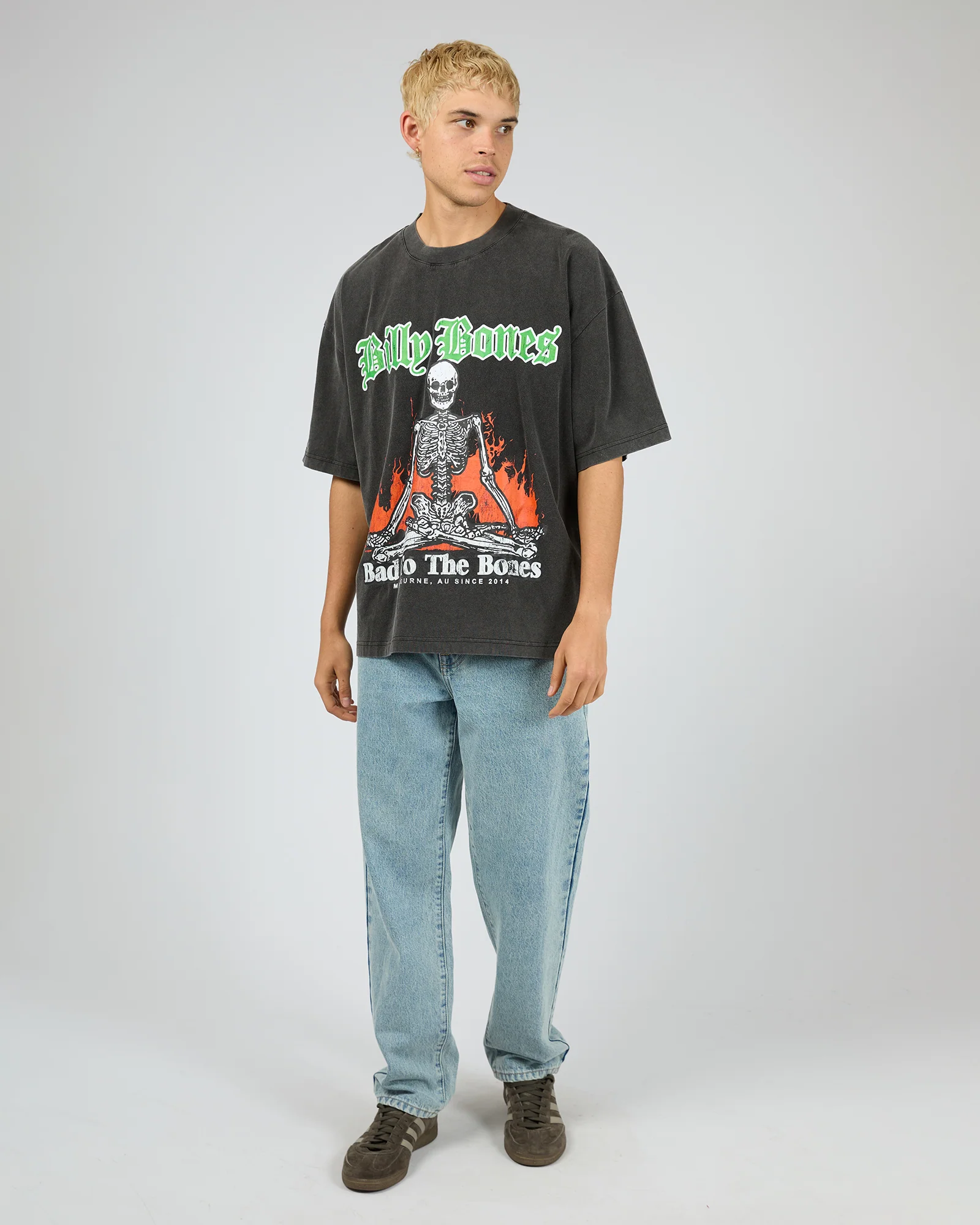 Skeleton Campout Box Tee Washed Black - Image 3