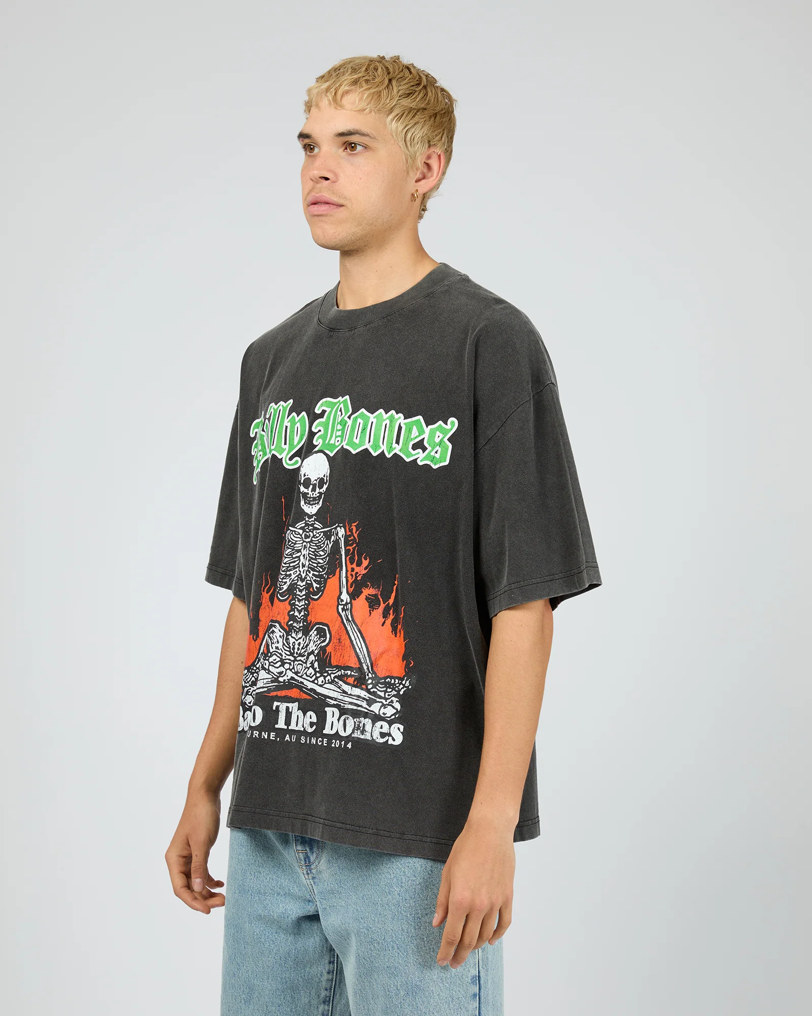 Skeleton Campout Box Tee Washed Black - Image 4