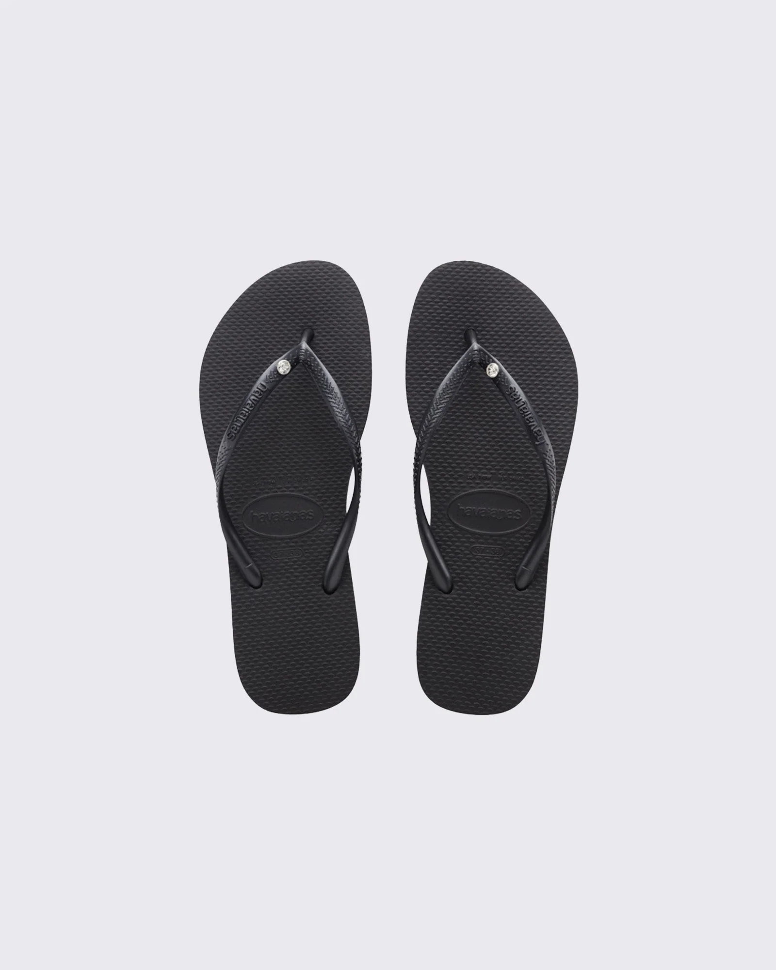 Slim Crystal Thongs Black