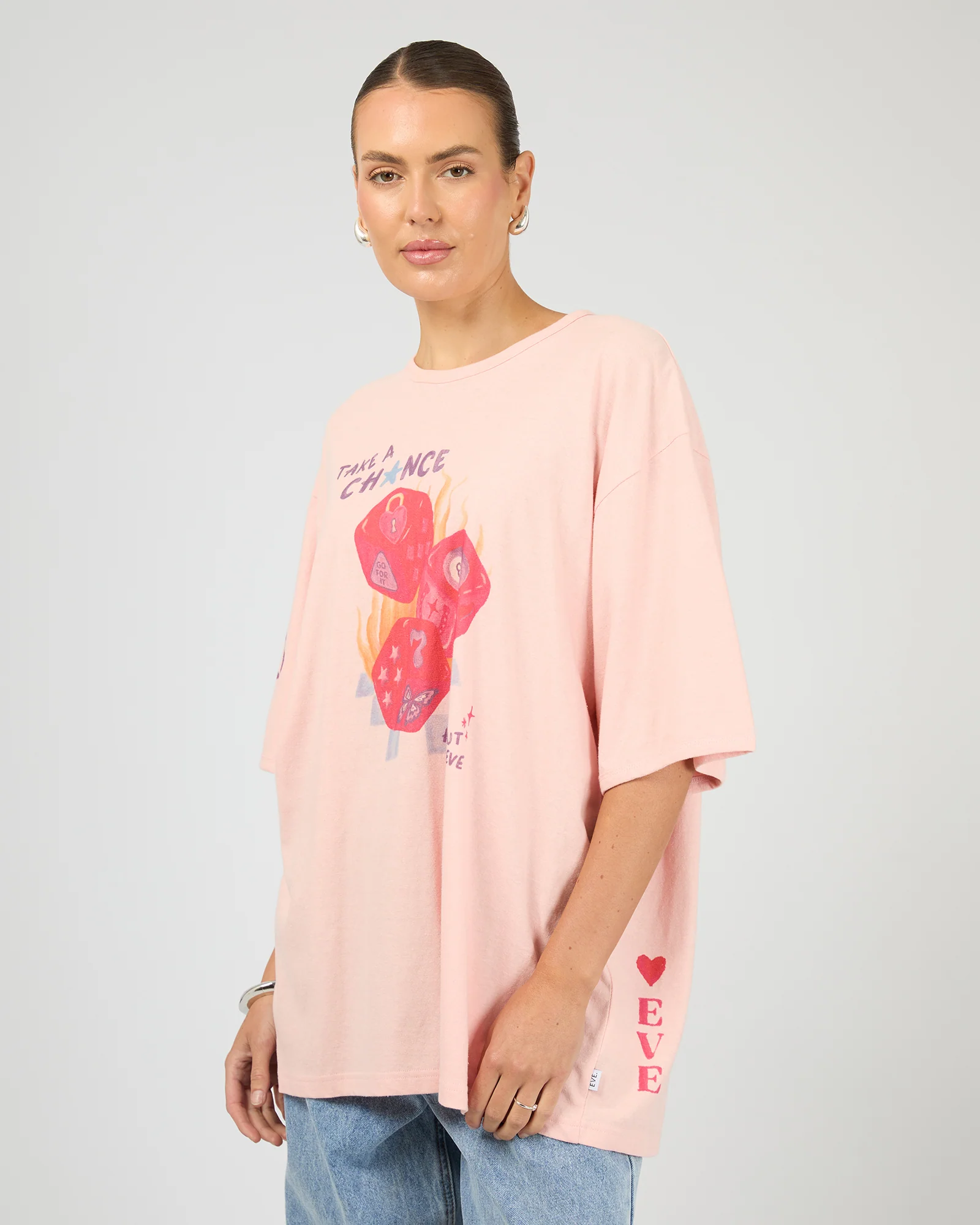 Snake Eyes Oversized Tee Light Pink - Image 4