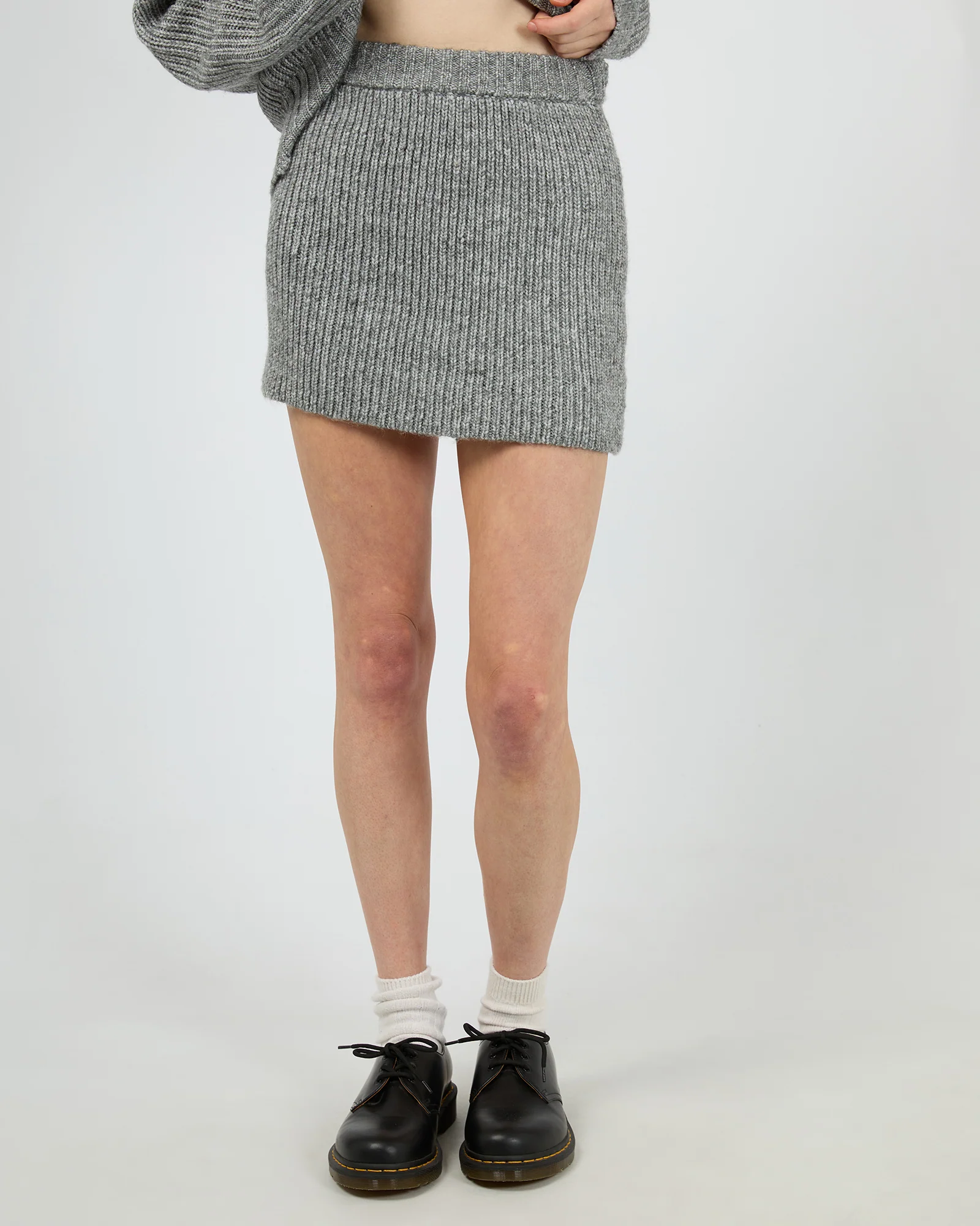 Stevie Knit Mini Skirt Grey Marle
