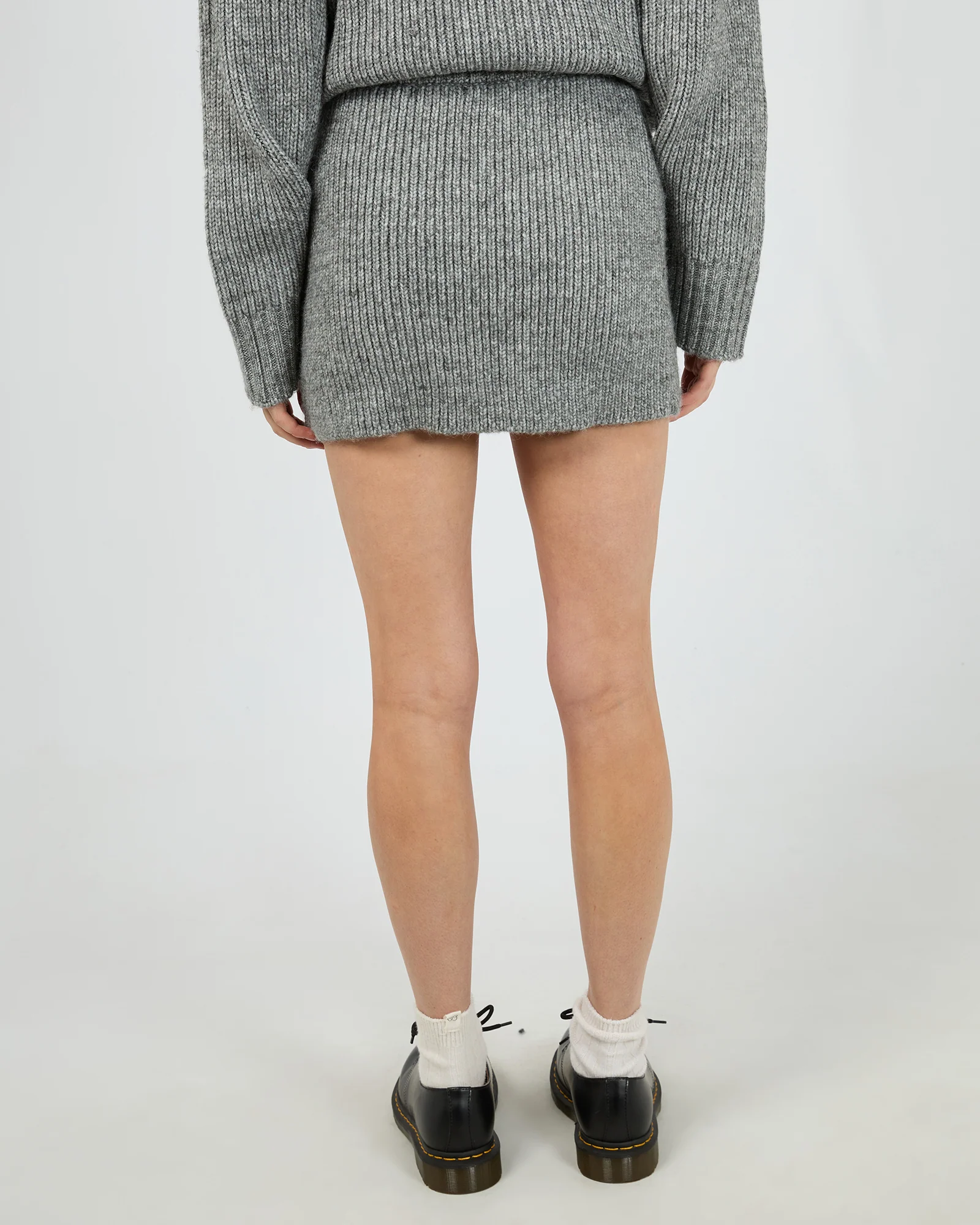Stevie Knit Mini Skirt Grey Marle - Image 3