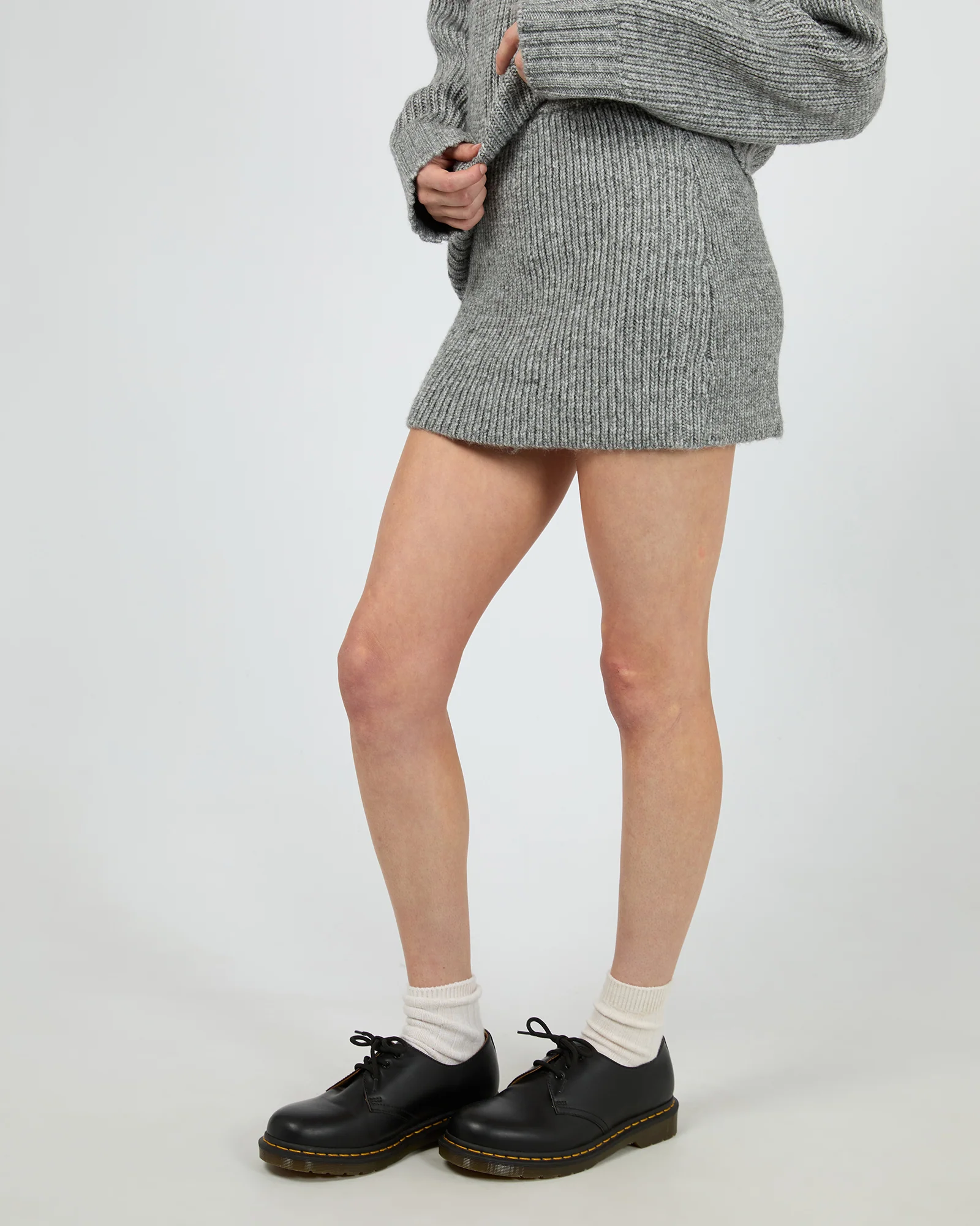Stevie Knit Mini Skirt Grey Marle - Image 4