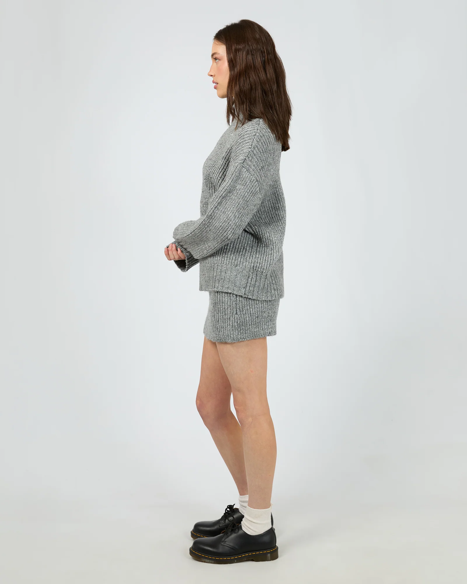 Stevie Knit Mini Skirt Grey Marle - Image 6