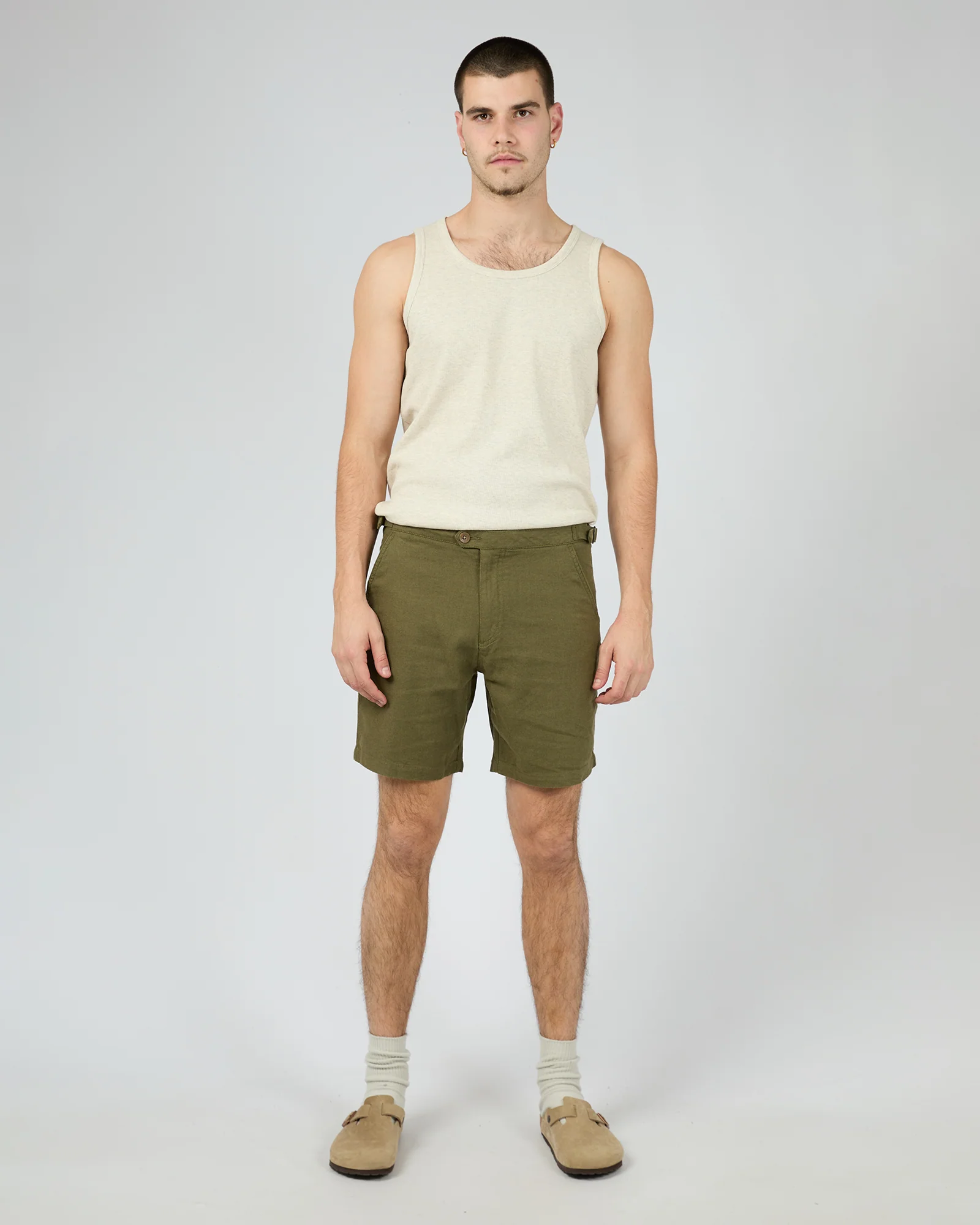 Tab Linen Short Khaki - Image 2