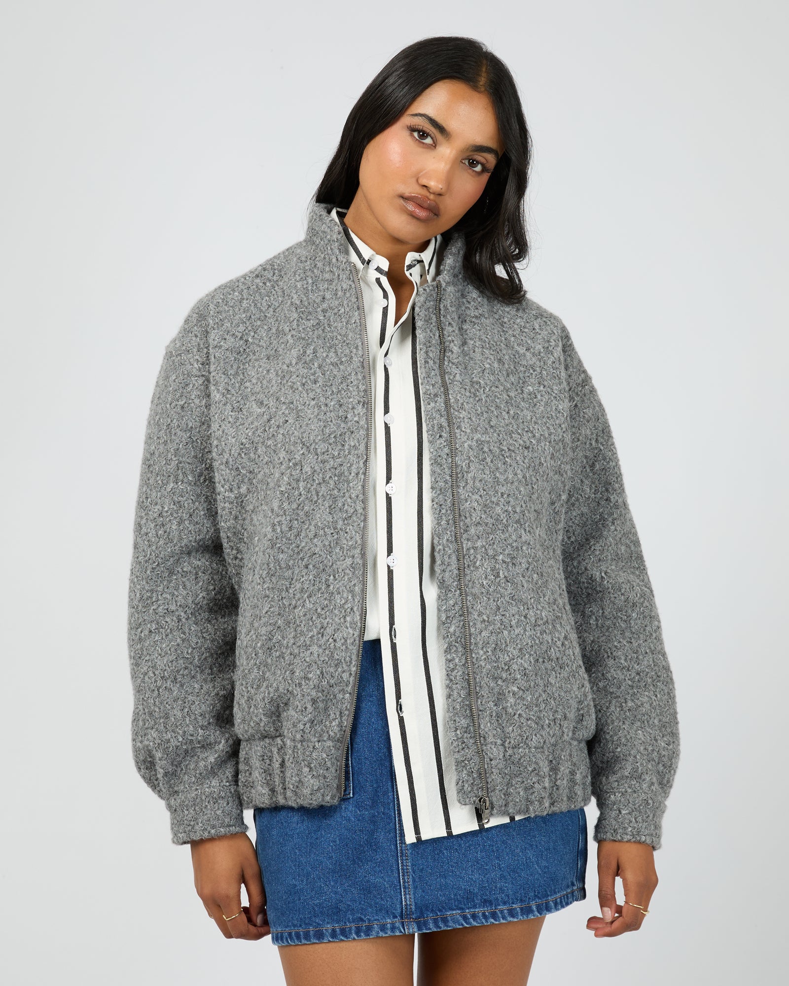 Tahlea Bomber Jacket Grey Marle