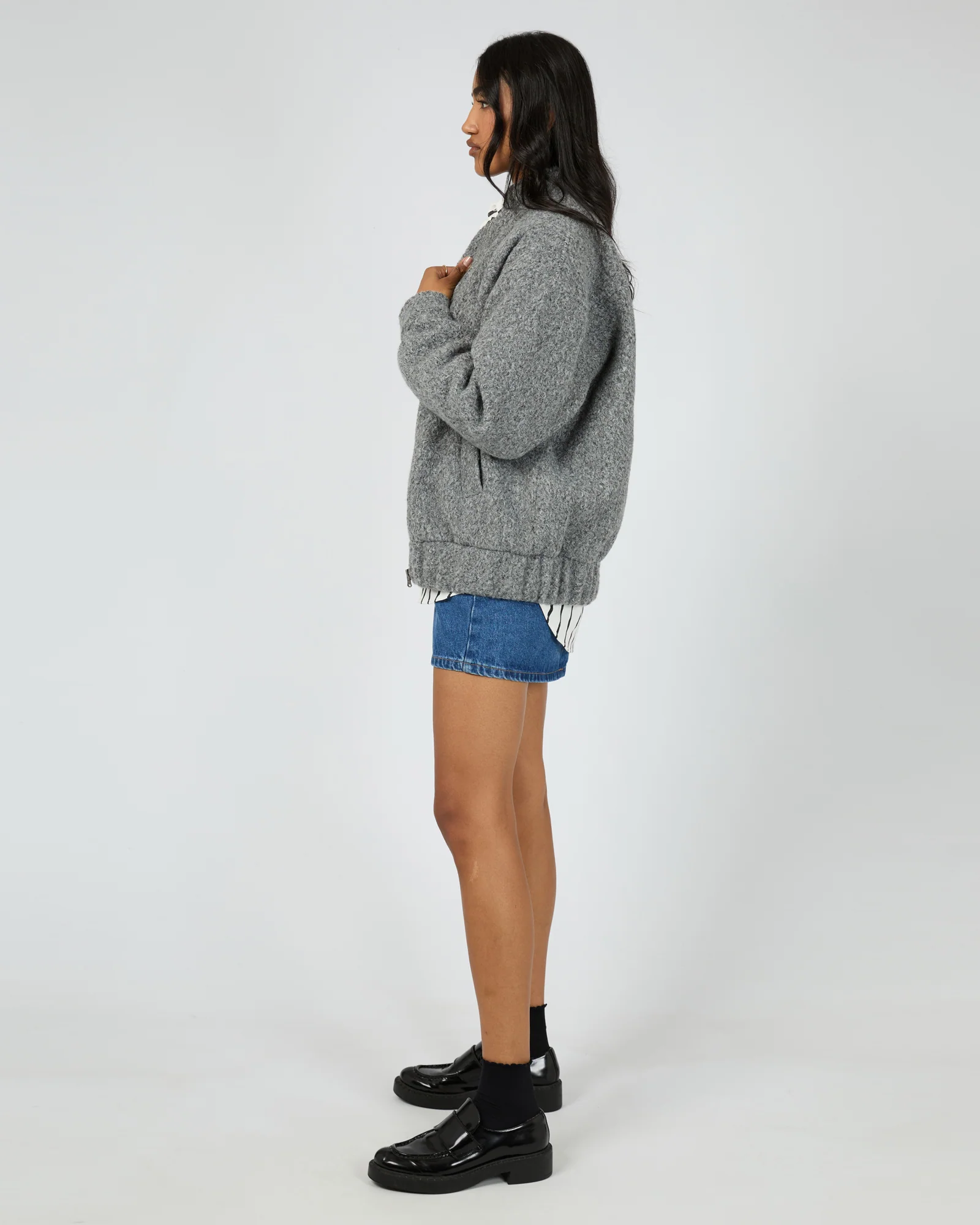 Tahlea Bomber Jacket Grey Marle - Image 6