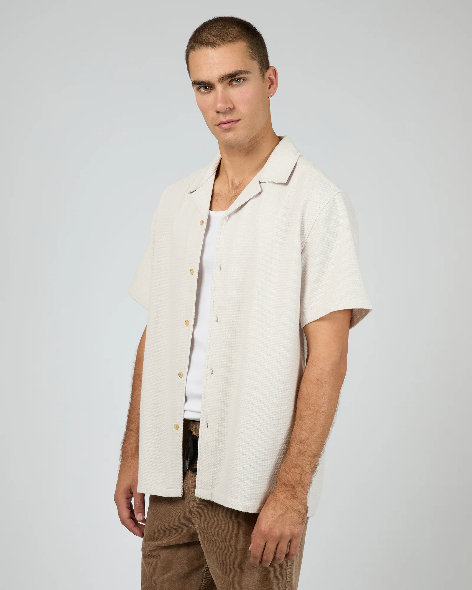 Vacay Textured Short Sleeve Shirt Natural - Image 9