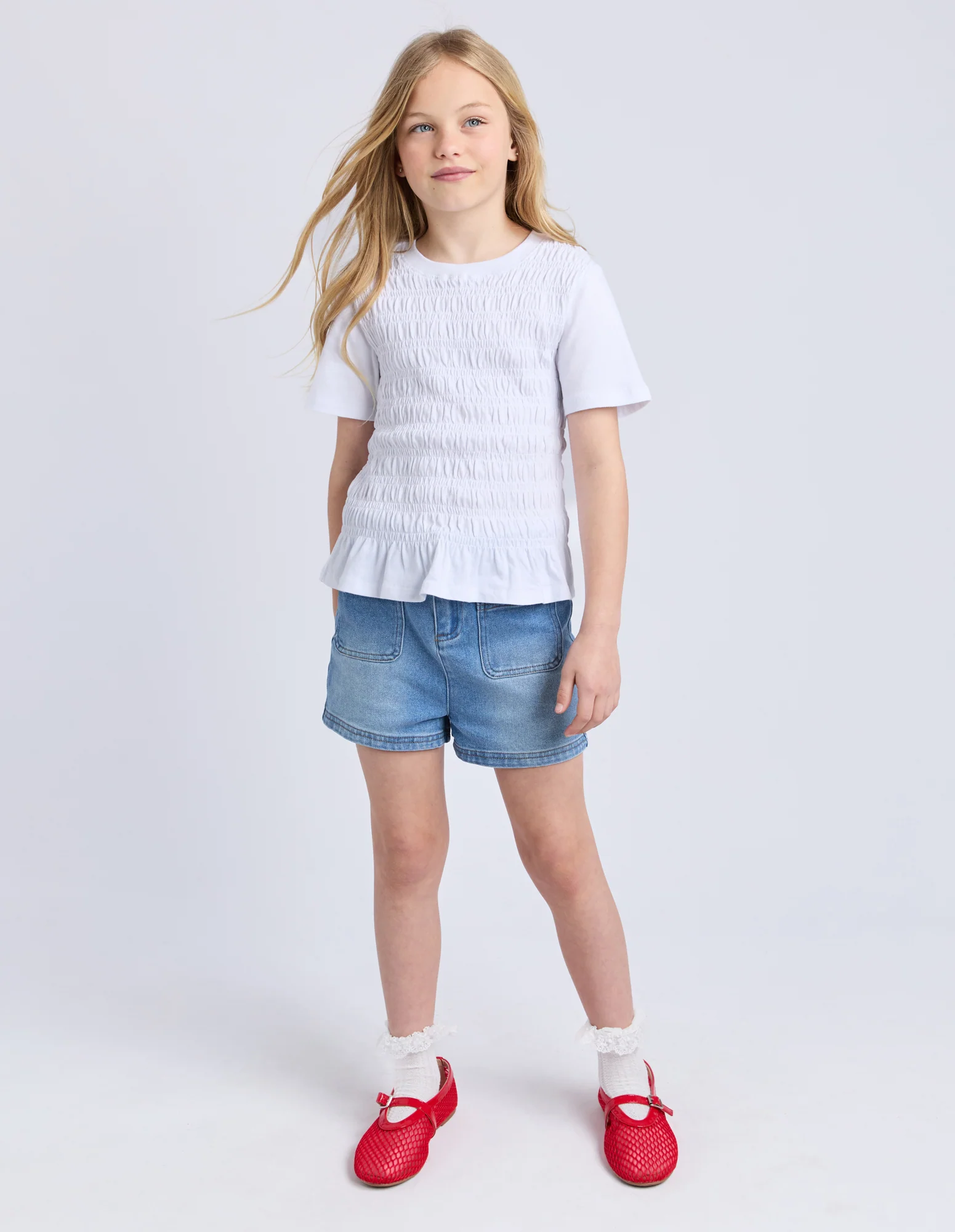 Teen Zara Shirred Tee White - Image 2